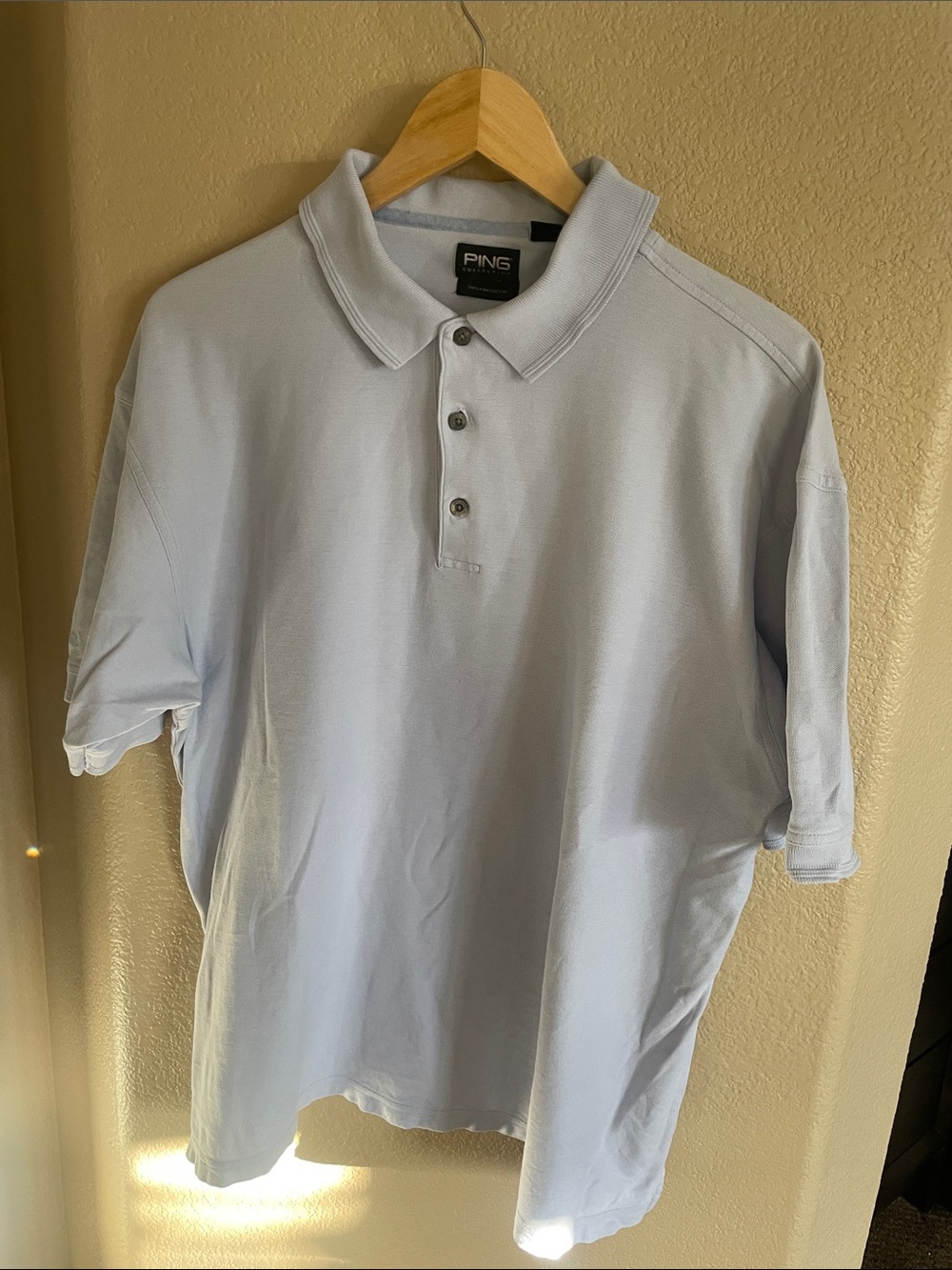 PING Men's Pale Blue Short-Sleeve Golf Polo Shirt Size L